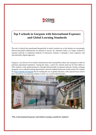 top 5 schools in gurgaon with international
