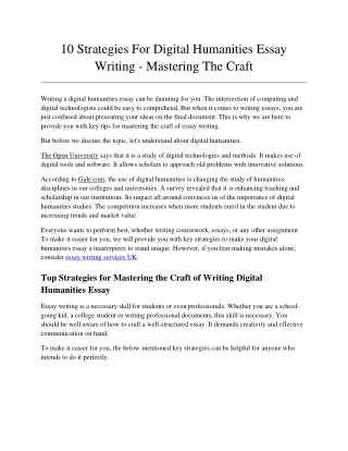 10 Strategies For Digital Humanities Essay Writing - Mastering The Craft