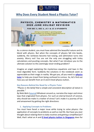 Why Does Every Student Need a Physics Tutor