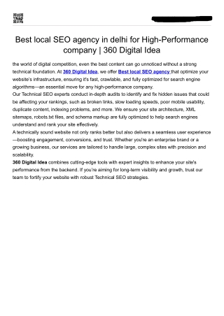 Best local SEO agency in delhi for High-Performance company | 360 Digital Idea
