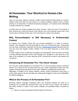 AI Humanizer_ Your Shortcut to Human-Like Writing