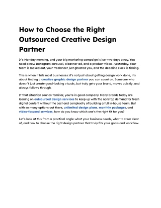 How to Choose the Right Outsourced Design Partner for Your Brand | Cueball Creat