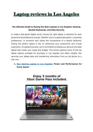 Laptop reviews in Los Angeles