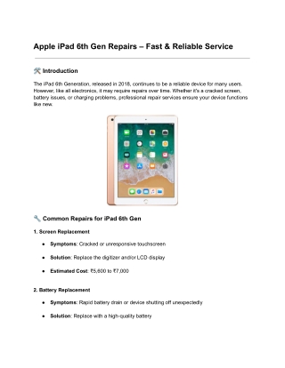 Apple iPad 6th Gen Repairs – Fast & Reliable Service