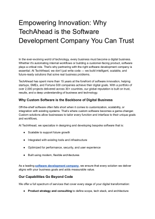 Empowering Innovation_ Why TechAhead is the Software Development Company You Can Trust