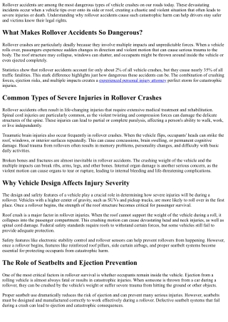 Why Do Rollover Accidents Often Result in Catastrophic Injuries?