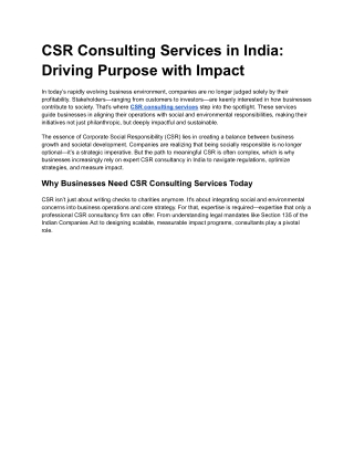 CSR Consulting Services in India_ Driving Purpose with Impact Devaaksh
