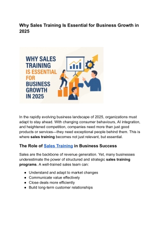 Why Sales Training Is Essential for Business Growth in 2025