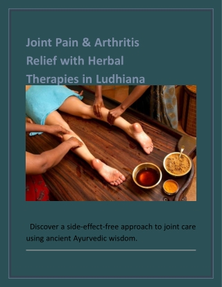 Joint Pain & Arthritis Relief with Herbal Therapies in Ludhiana