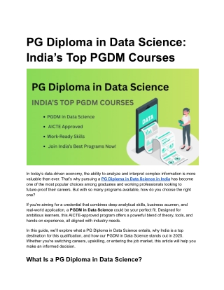 PG Diploma in Data Science_ India’s Top PGDM Courses
