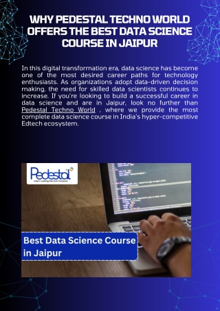 Why Pedestal Techno World Offers the Best Data Science Course in Jaipur