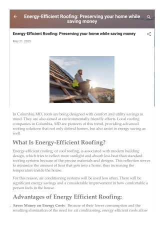 Energy-Efficient Roofing Preserving your home while saving money