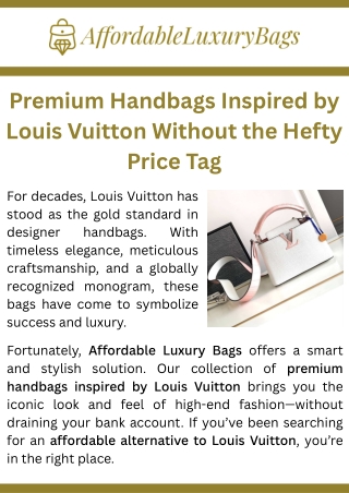 Premium Handbags Inspired by Louis Vuitton Without the Hefty Price Tag