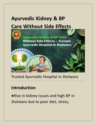 Ayurvedic Kidney & BP Care Without Side Effects