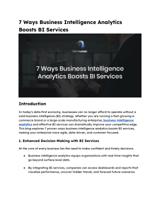 7 Ways Business Intelligence Analytics Boosts BI Services
