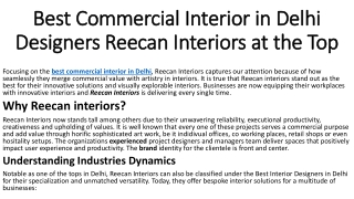 Functional and Stylish and best Commercial Interior in Delhi Reecan - Interiors