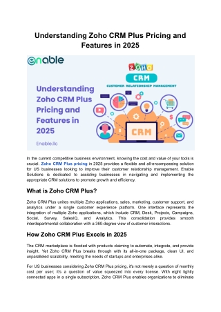 understanding zoho crm plus pricing and features