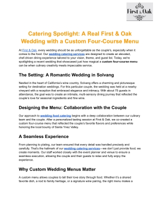 catering spotlight a real first oak wedding with