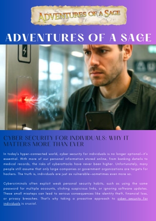 Cyber Security for Individuals Why It Matters More Than Ever