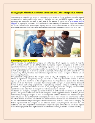 Surrogacy in Albania A Guide for Same-Sex and Other Prospective Parents