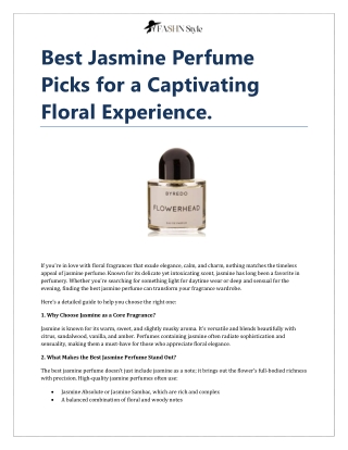 Best Jasmine Perfume Picks for a Captivating Floral Experience