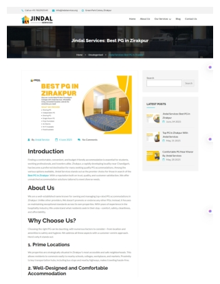 Jindal Services Best PG in Zirakpur