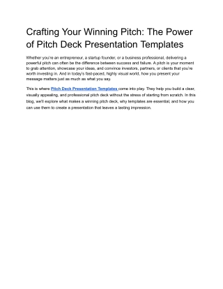 Crafting Your Winning Pitch_ The Power of Pitch Deck Presentation Templates