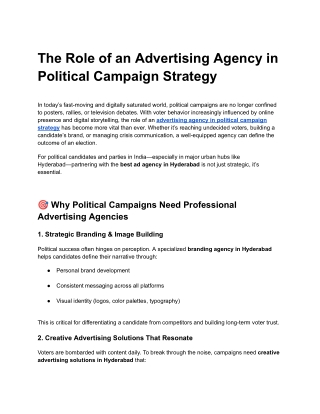The Role of an Advertising Agency in Political Campaign Strategy
