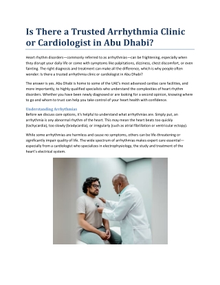 Is There a Trusted Arrhythmia Clinic or Cardiologist in Abu Dhabi