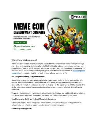 Meme Coin Development : Engineering Viral Crypto Projects for Real-World Impact