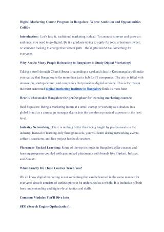 Digital Marketing Course Program in Bangalore_ Where Ambition and Opportunities Collide