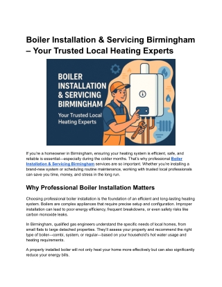 Boiler Installation & Servicing Birmingham – Your Trusted Local Heating Experts