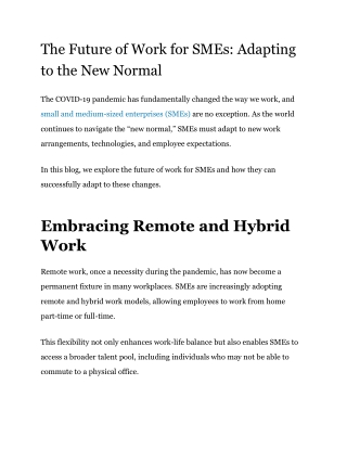 The Future of Work for SMEs