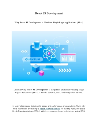 Why React JS Development is Ideal for Single Page Applications (SPAs)