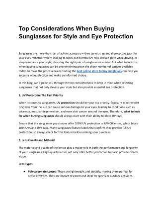 Top Considerations When Buying Sunglasses for Style and Eye Protection