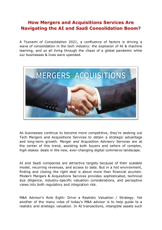 How Mergers and Acquisitions Services Are Navigating the AI and SaaS Consolidation Boom