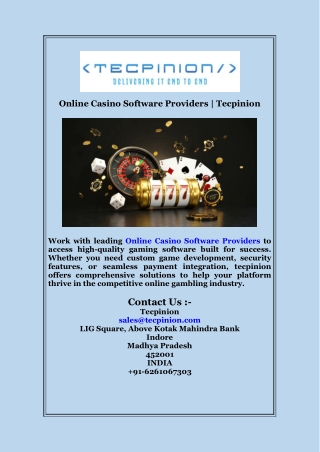 Online Casino Software Providers | Tecpinion
