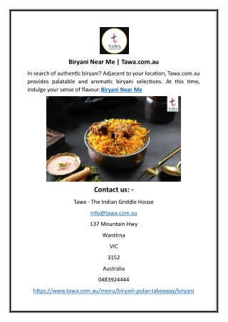 biryani near me tawa com au
