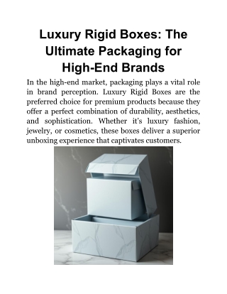 Elevate Your Brand Image with Luxury Rigid Boxes