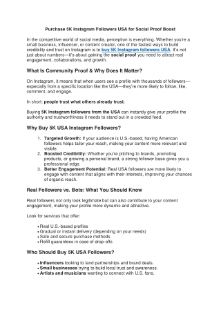 Purchase 5K Instagram Followers USA for Social Proof Boost
