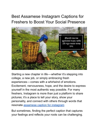 Best Assamese Instagram Captions for Freshers to Boost Your Social Presence