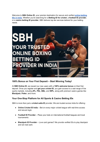 SBH – Your Trusted Online Boxing Betting ID Provider in India