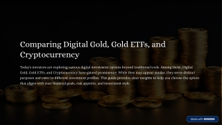 Gold ETFs, Digital Gold, or Cryptocurrency – Smart Investment Comparison 2025