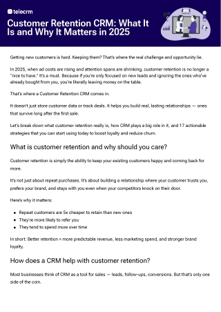 customer retention crm what