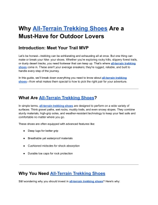Why All-Terrain Trekking Shoes Are a Game-Changer for Outdoor Lovers
