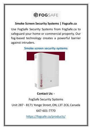 smoke screen security systems fogsafe ca