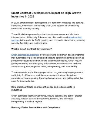 Smart Contract Development’s Impact on High-Growth Industries in 2025