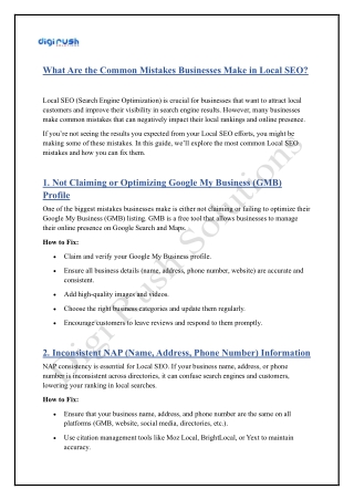 What Are the Common Mistakes Businesses Make in Local SEO