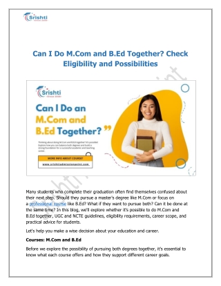 Can I Do M.Com and B.Ed Together? Check Eligibility and Possibilities