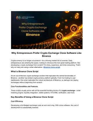 Why Entrepreneurs Prefer Crypto Exchange Clone Software Like Binance